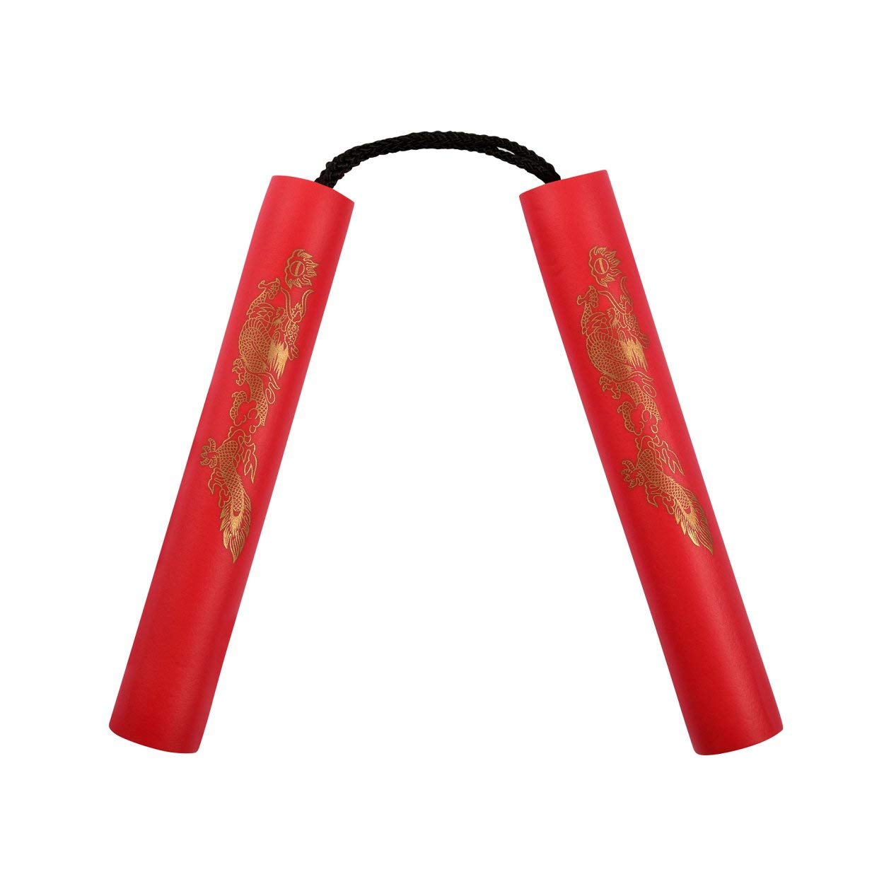 Playwell Enfants 8 Pouce Mousse Nunchakus avec Cordon - Tout Rouge