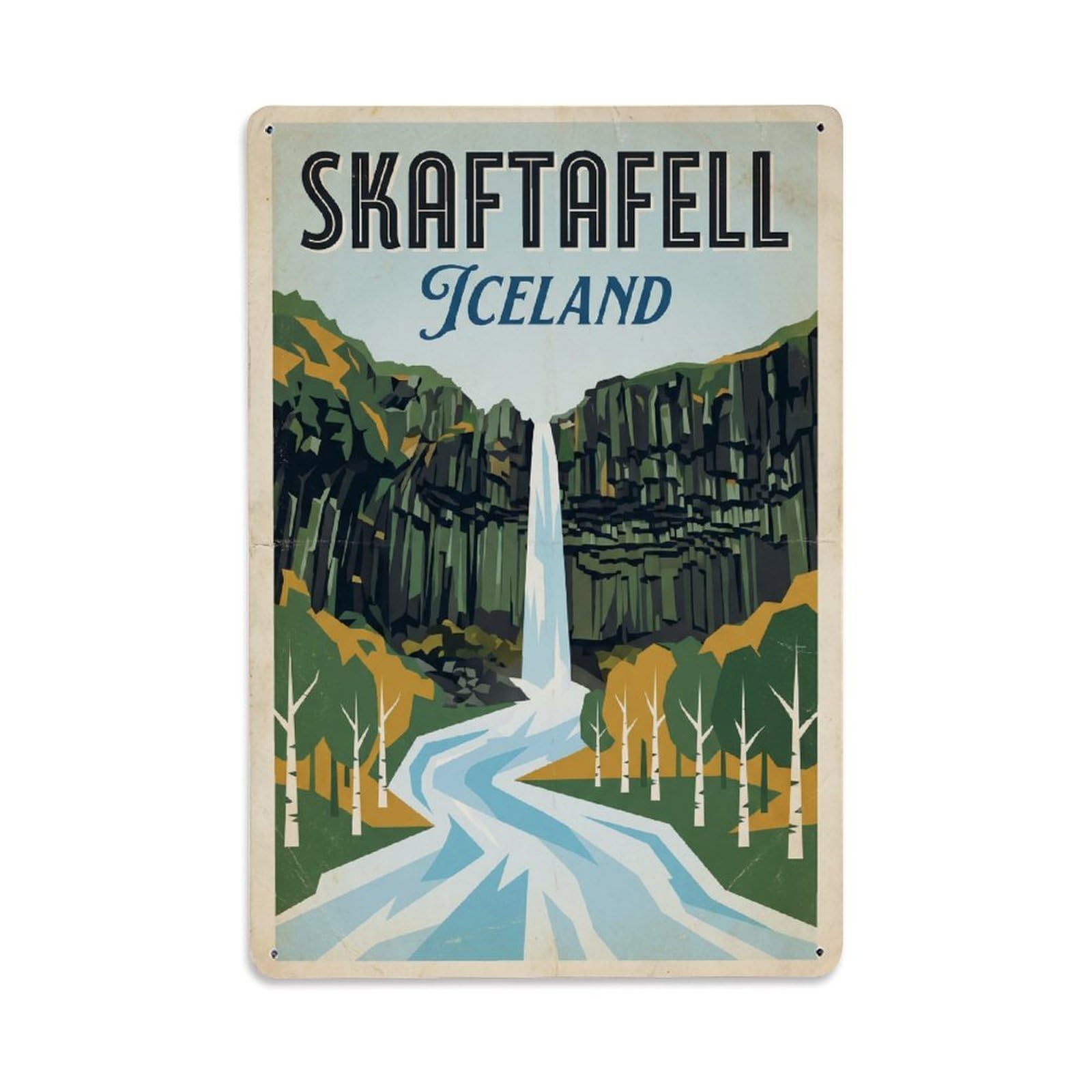 Gead 8X12inch Style Vintage Travel Skaftafell Iceland Park Metal Tin Sign