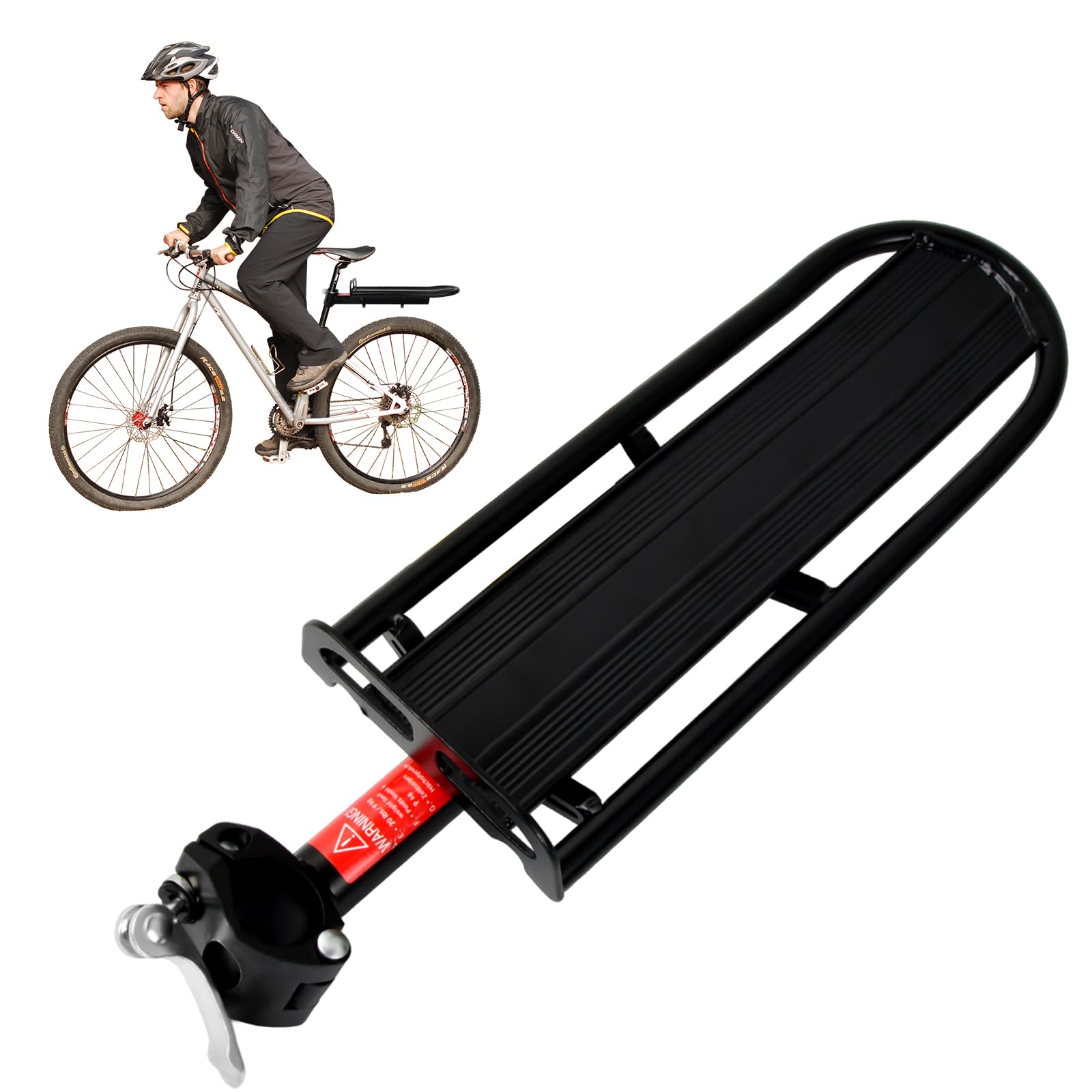 DazSpirit Portapacchi Bici Posteriore Regolabile | Alluminio, Carico 60 Kg Con Riflettore | Montaggio Rapido Senza Attrezzi | Per MTB E Città