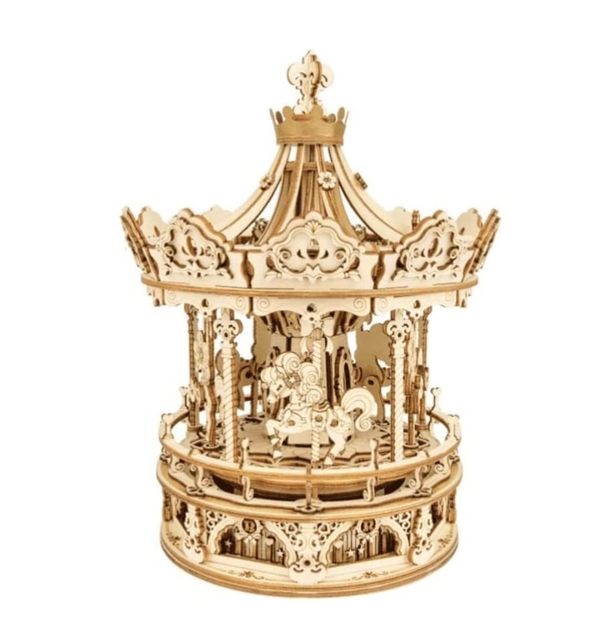 Carillon Carillon A Giostra in Legno Creativo per Fidanzata Fidanzato Uomo Donna Famiglia Decorazioni Natalizie Fai da Te Scatola Musicale