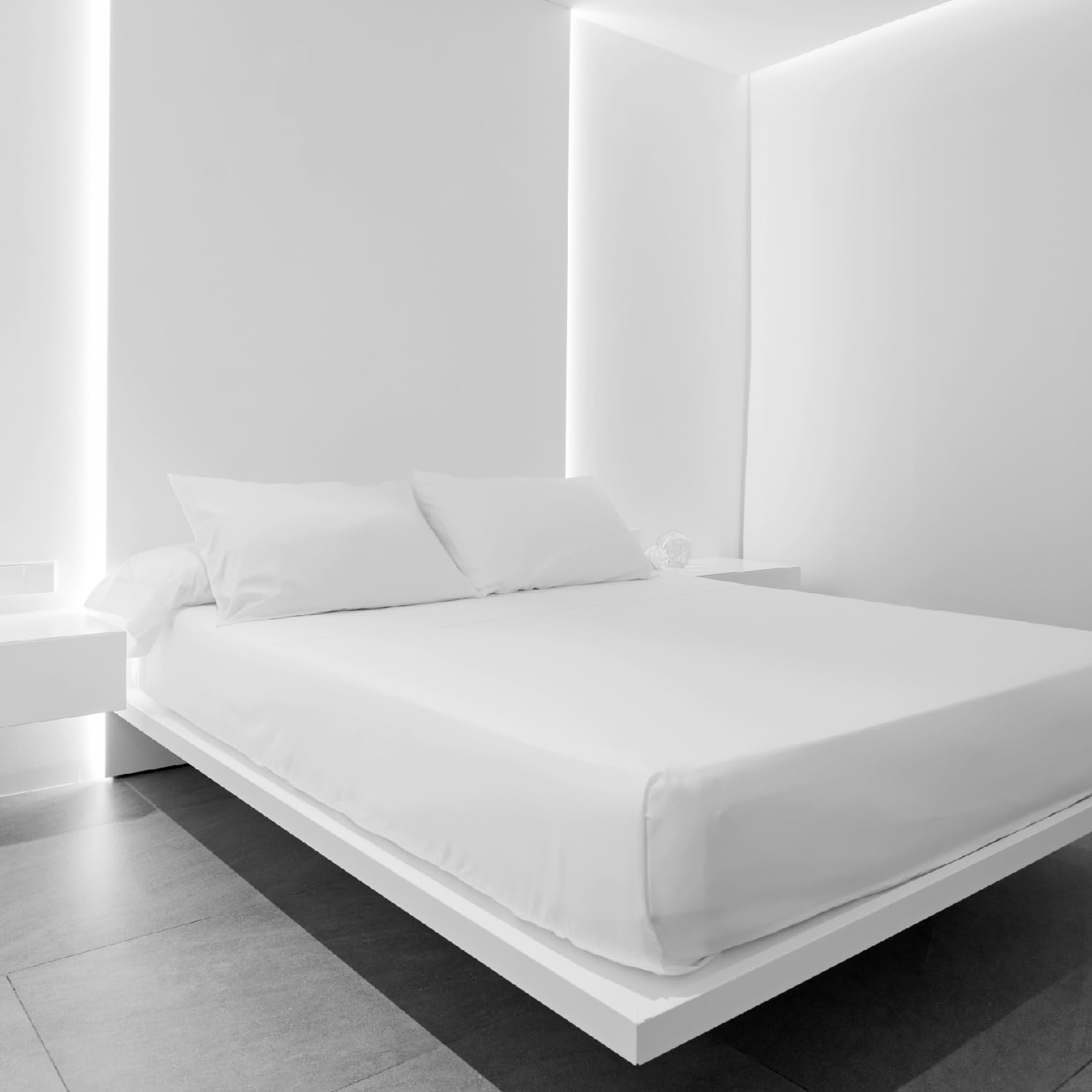 Sábana encimera para Hostelería - 100% Algodón Percal Calidad 200 Hilos - Cama 200x190/200 cm - Ropa de Cama especializada en Hostelería Color Blanco