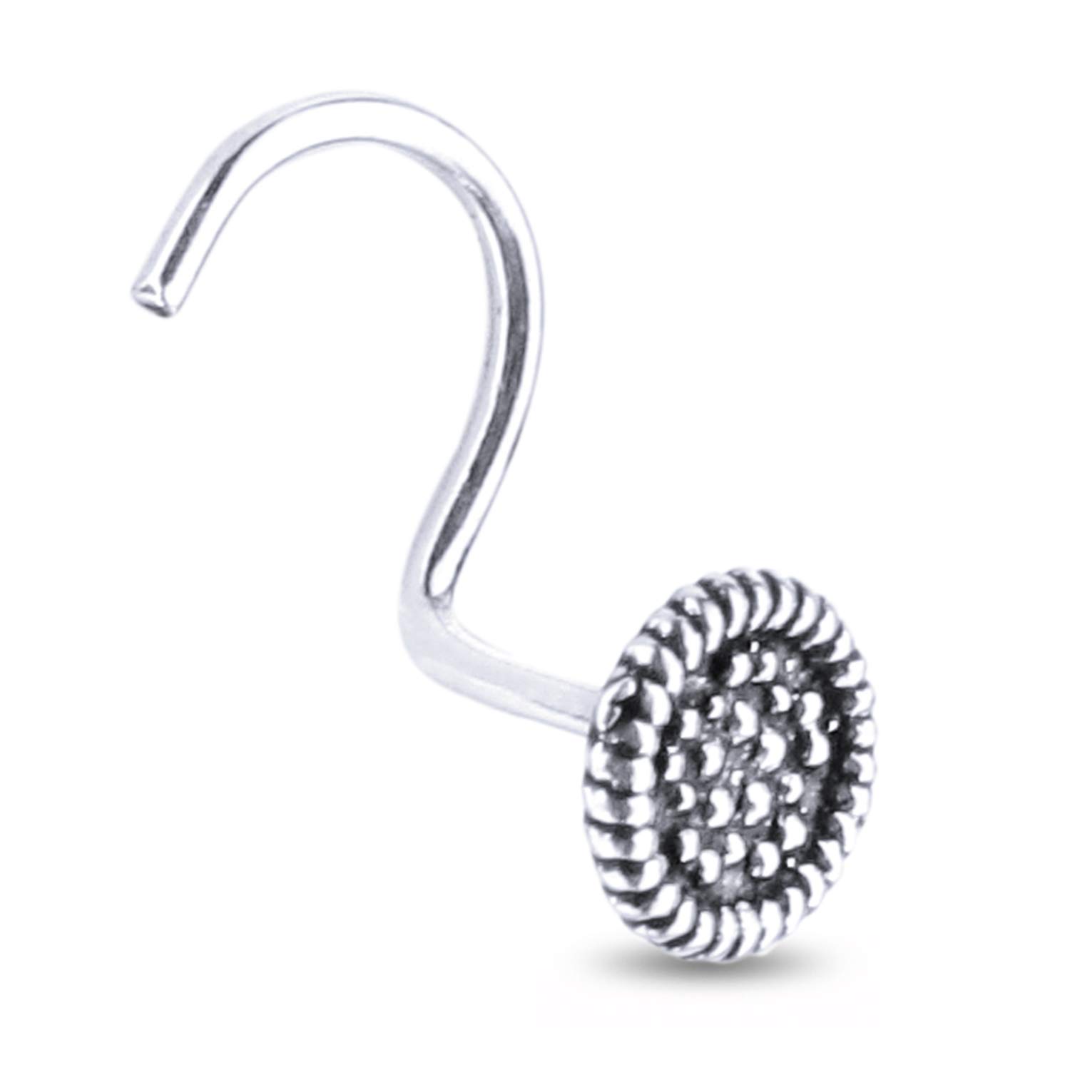 NEMICHAND JEWELS 925 sterling Silver tiny round flower oxidized Nose Pin For Womens (B07VLBH6HV) Amazon Price History, Amazon Price Tracker