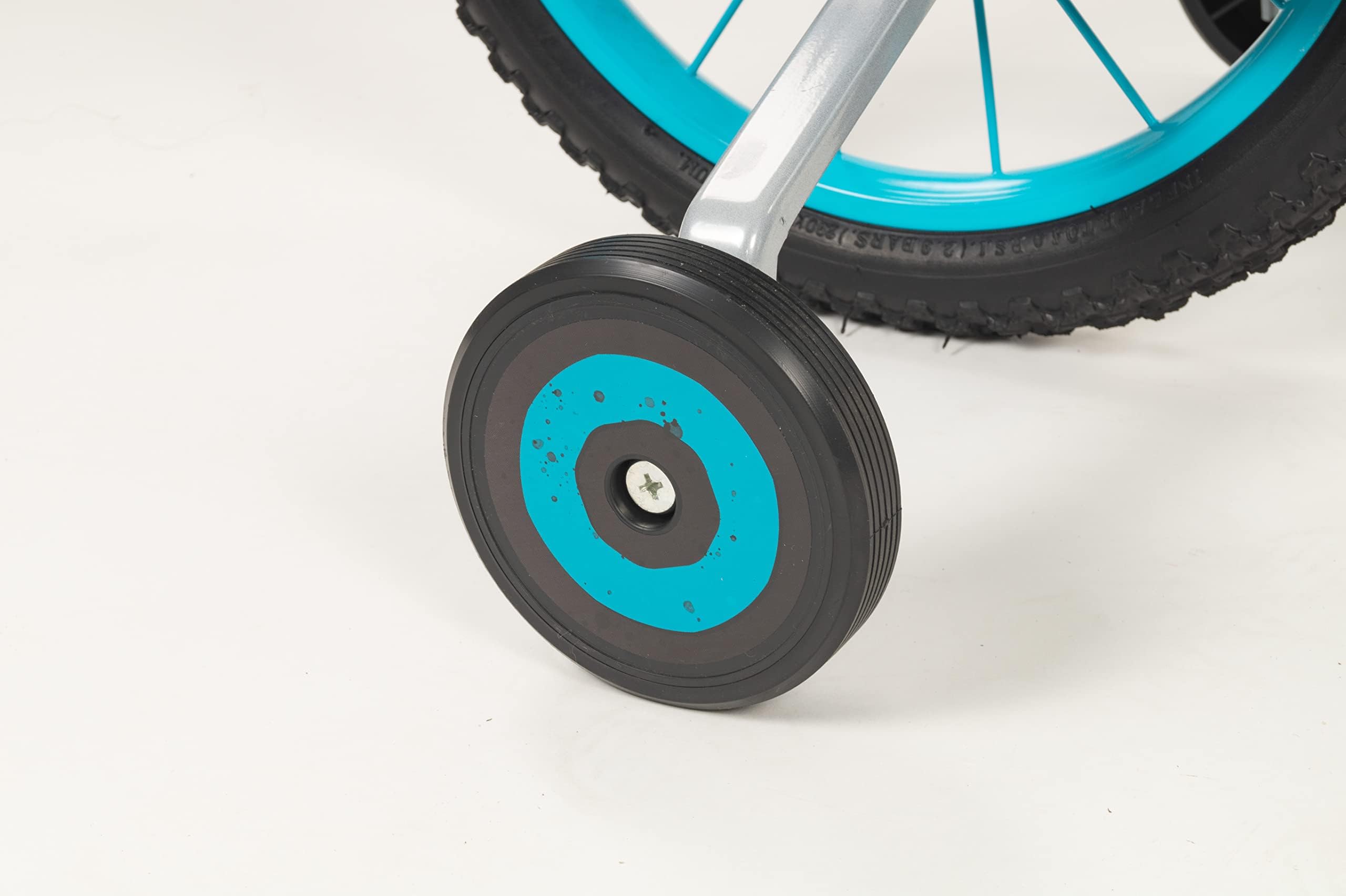 Toimsa Blue Ice, 16 Inch Bicycle/Kids Bike learn to ride outdoors, with shield, training wheel stabilisers and mudguard, suits child 5-7 Years, Blue and Black