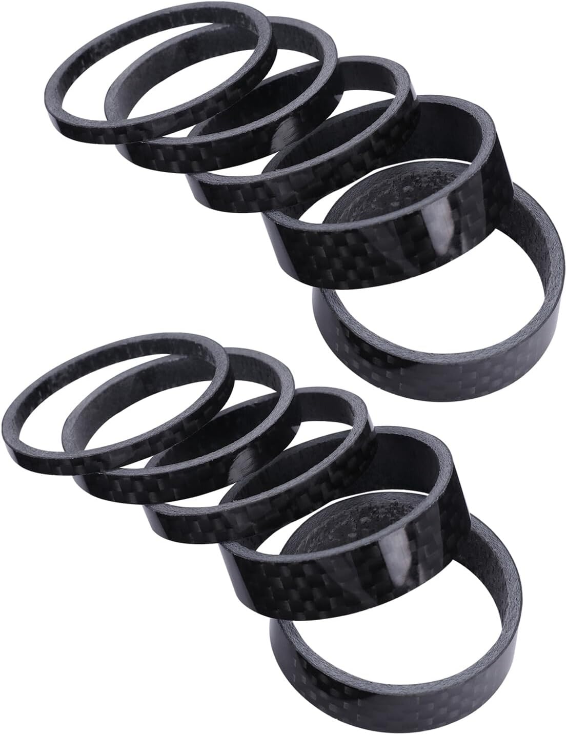 10pcs Bike Stem Spacer Carbon Material Handlebar Headset Spacers for 1-1/8 Inch 28.6mm Stems Mountain and Road Bike Fork Washer Set 3mm, 5mm, 10mm Sizes for Cycling Accessories
