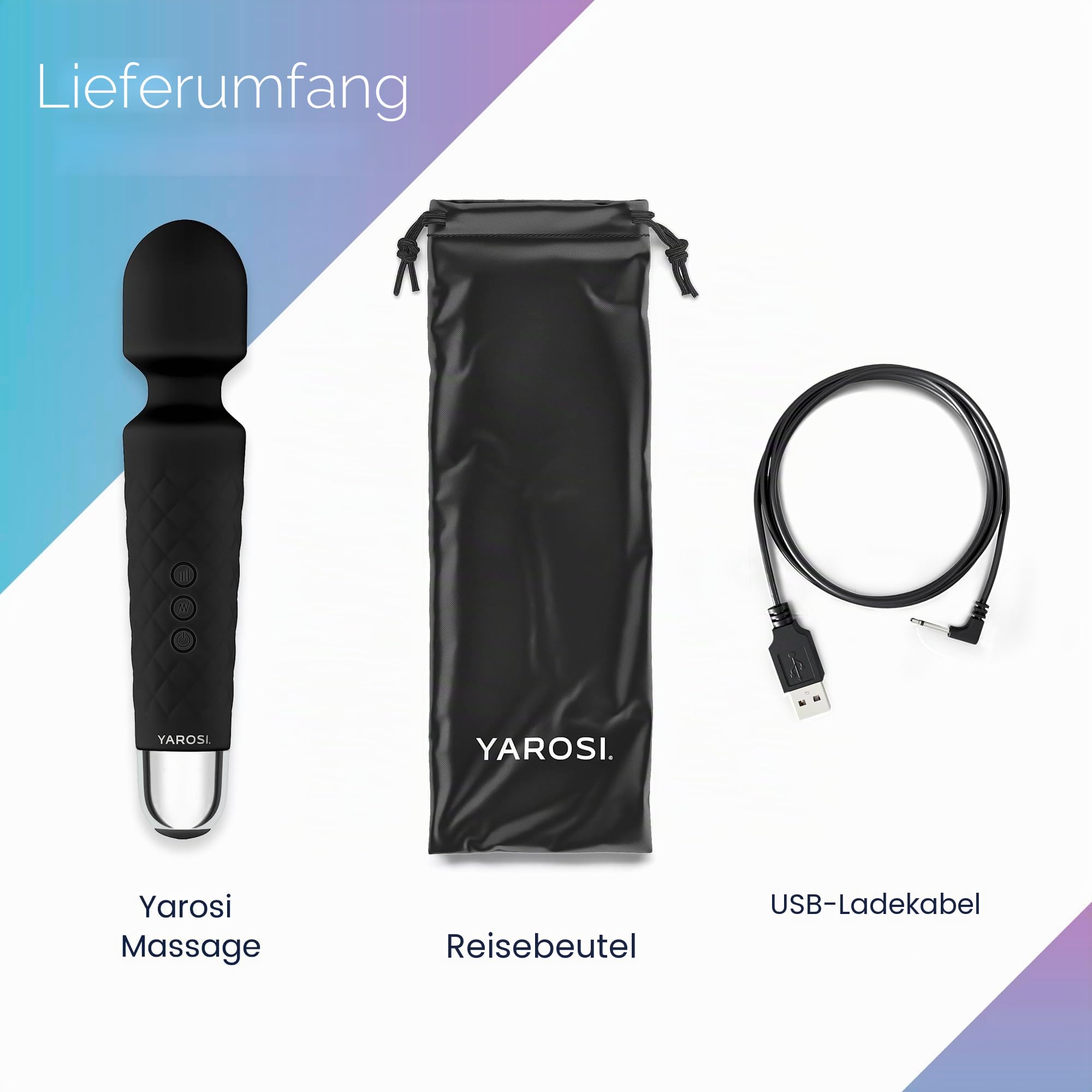 Yarosi Persönlicher Massagestab - Stärkste Therapeutische Vibrationskraft - Magischer Stressbefreier - Perfekt für Muskelschmerzen und Erholung nach Ihrem Sportprogramm - Schwarz