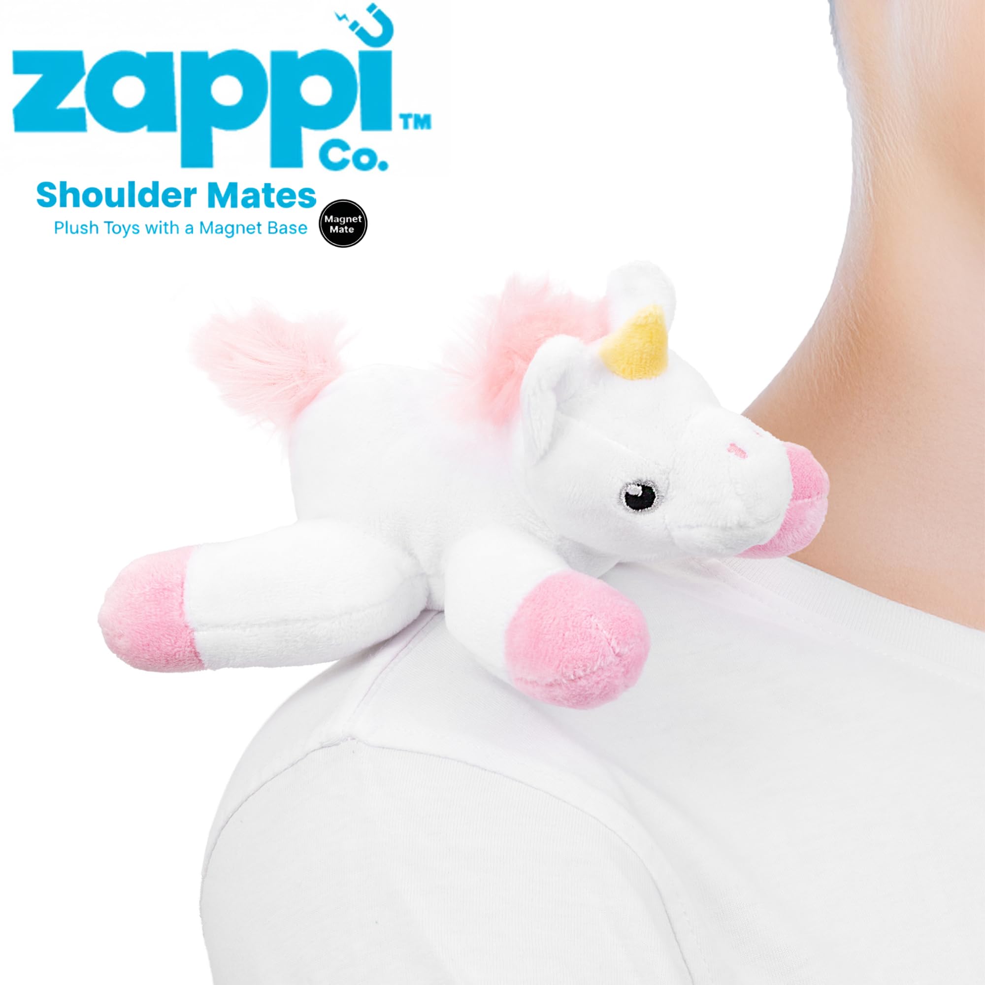 Zappi Co Shoulder Mates Unicorn Plush Magnet Stuffed Animal Toy, Fancy Dress Costume Accessories Shoulder Pals - Image 2