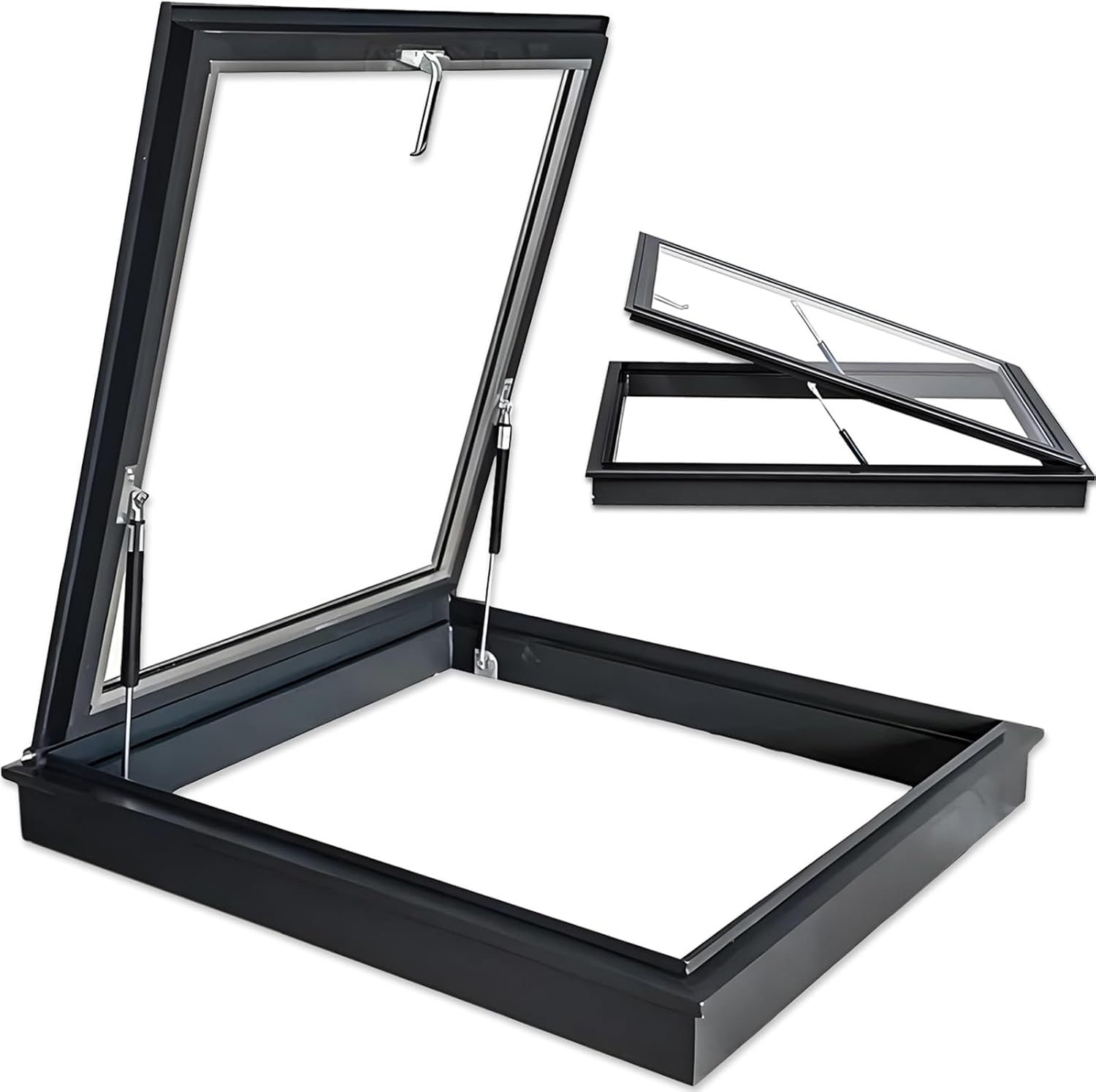Manual Skylight Window, 20/24/26/28/32/34/36/38/40in Skylights for House Roof with Double Tempered Glass and Aluminum Alloy Frame, Roof Skylight for Home/Sun Room(95x70cm/37.4x27.6in)