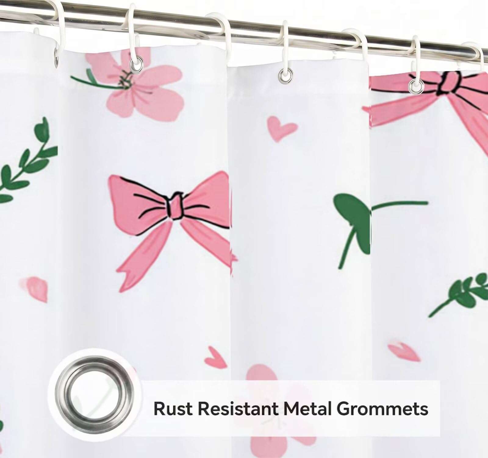 Rideau de Douche 180x240 cm - Tissu Polyester Imperméable Anti-Moisissure - 12 Anneaux Inclus - Ourlet Lesté pour Stabilité - Lavable en Machine - Idéal de Baignoire et Douche - Rose & Arc Y1#518