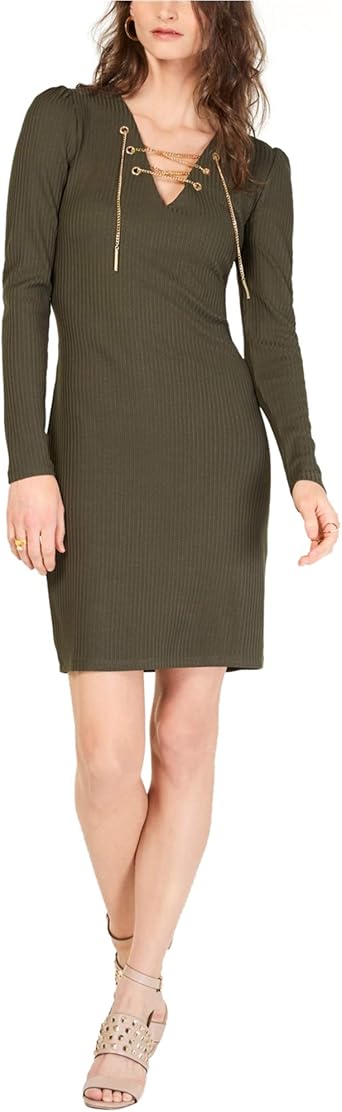 Amazon.com: Michael Kors Vestido de suéter acanalado con cordones para  mujer, verde, talla M : Ropa, Zapatos y Joyería