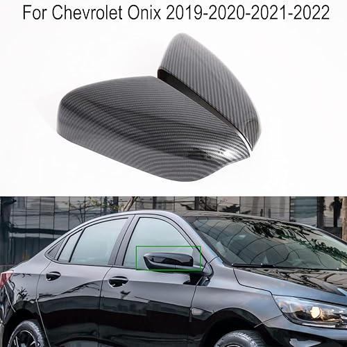 Miniatura 2 de Fibra de carbono 2 piezas de cubierta de espejo retrovisor de coche para Chevrolet Onix 2019-2020-2021-2022