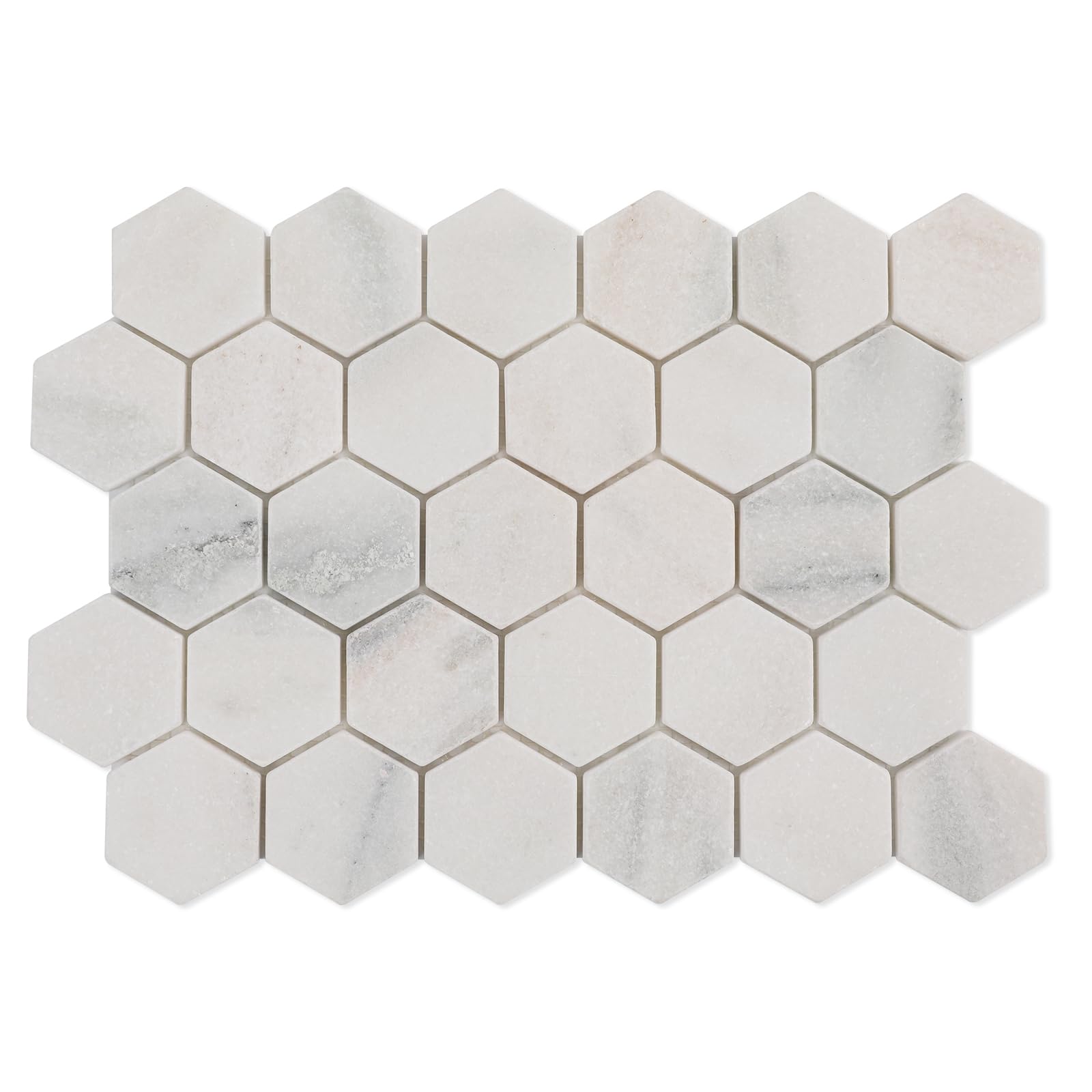 Mosaïque hexagonale en marbre Aura Calacatta pour mur de salle de bain et sol de douche