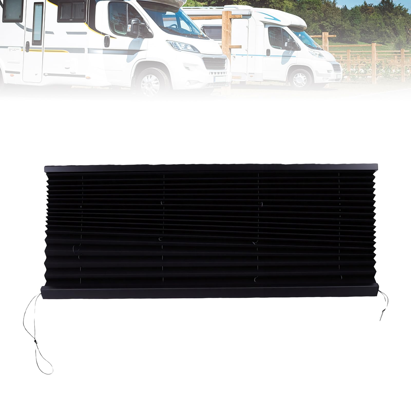 Akozon 32x24 w Kolorze Czarnym Plisowane Rolety do Pojazdów Kempingowych, Zapewniające prywatność z tkaniną zaciemniającą Przyczep Podróżnych Samochód Kempingowy Pojazd