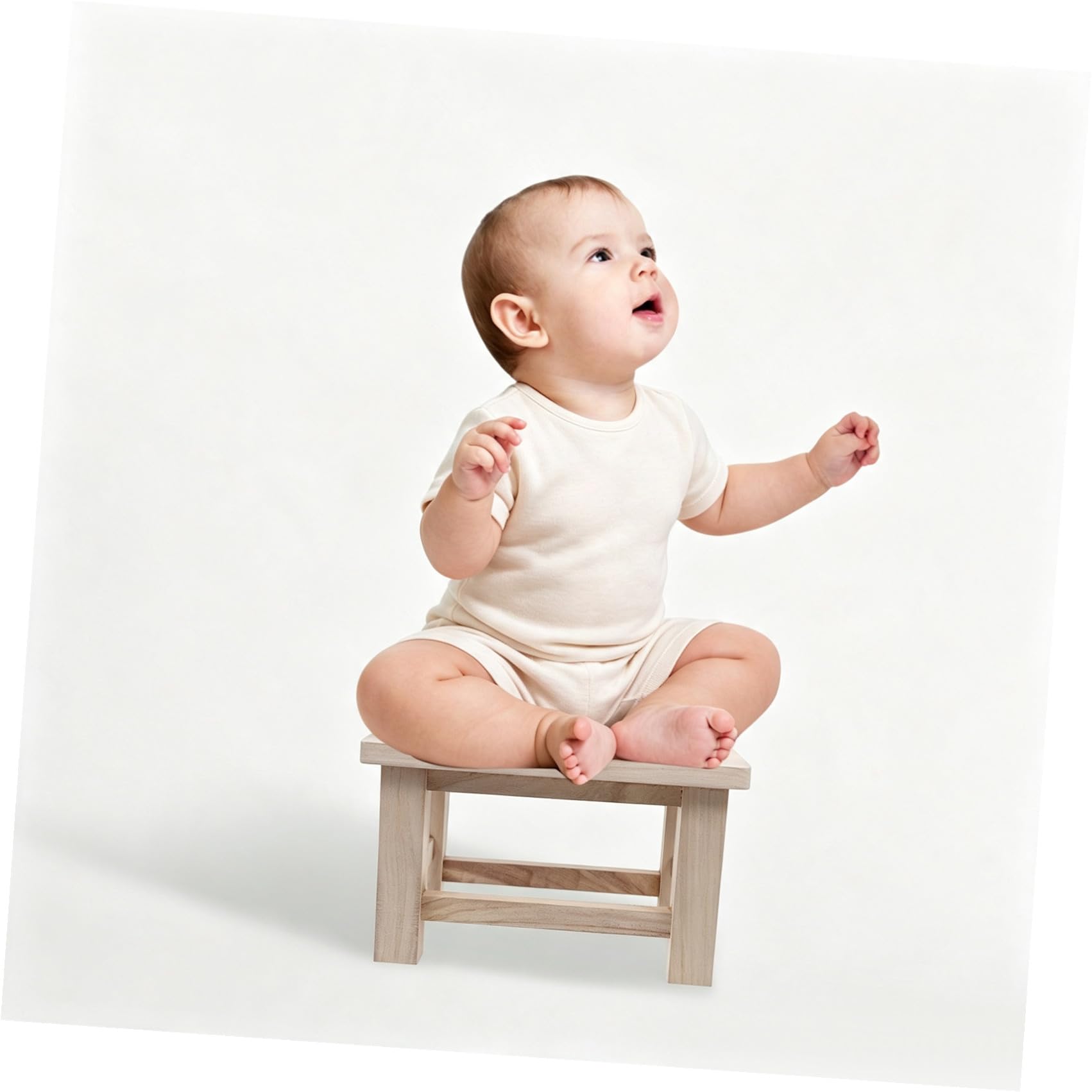 Yardenfun Taburete de Madera Natural para Niños, Ligero y Compacto, Adecuado para Cambiar Zapatos Hogar, Diseño Pequeño y Funcional Patas de Madera Resistentes