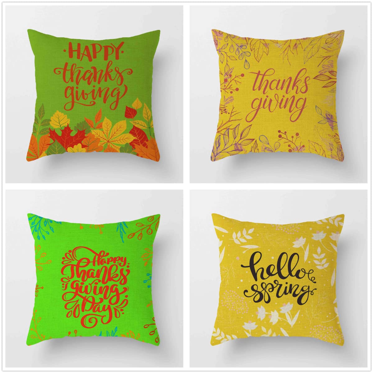 Fundas de Cojines 45x45cm Juego de 4 Carta de otoño Doble Cara suave Cuadrado Geométrico Funda Cojin, con Cremallera Oculta Fundas Cojines para Sala de Estar Jardín Coche Cojines Decorativos J-812