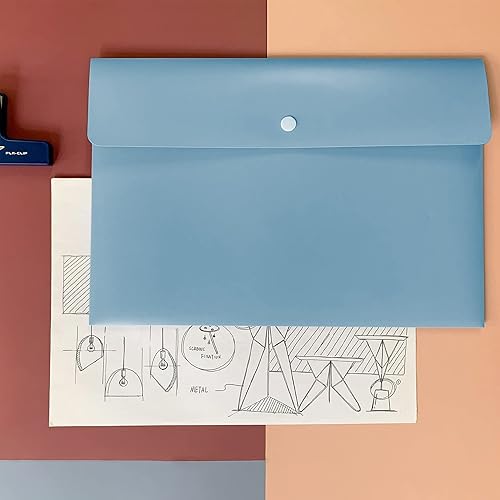Miniatura 6 de VANRA Carpetas de archivos de polietileno tamaño carta, organizador de sobres de plástico, tamaño A4, soporte plano para documentos con cierre de