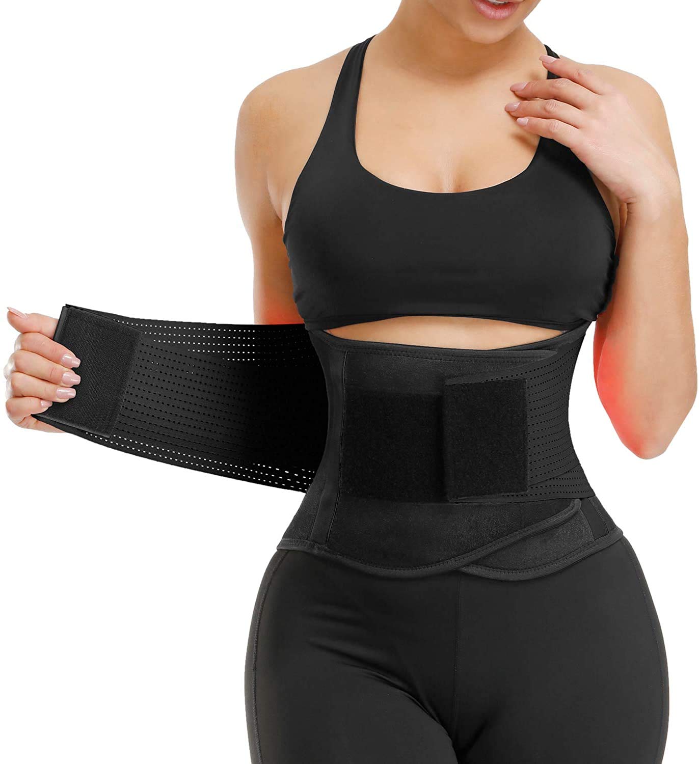LEOPAX Waist Stomach Belt Shaper Fitness Belt Yoga Wrap Hot Belt Unisex Weight Loss Back Pain Gym Running Travel Tummy Workout Belt (Black)-image-10