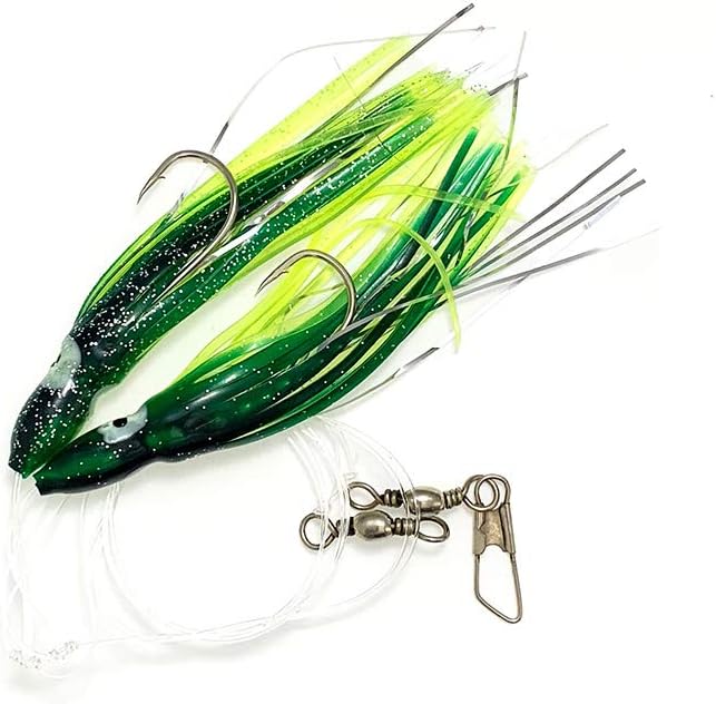Hoochie Rigs, 6 Pcs Multi-Color Skirted Lures, for Saltwater Trolling, Ideal for Tuna, Mahi Mahi, and Salmon Fishing