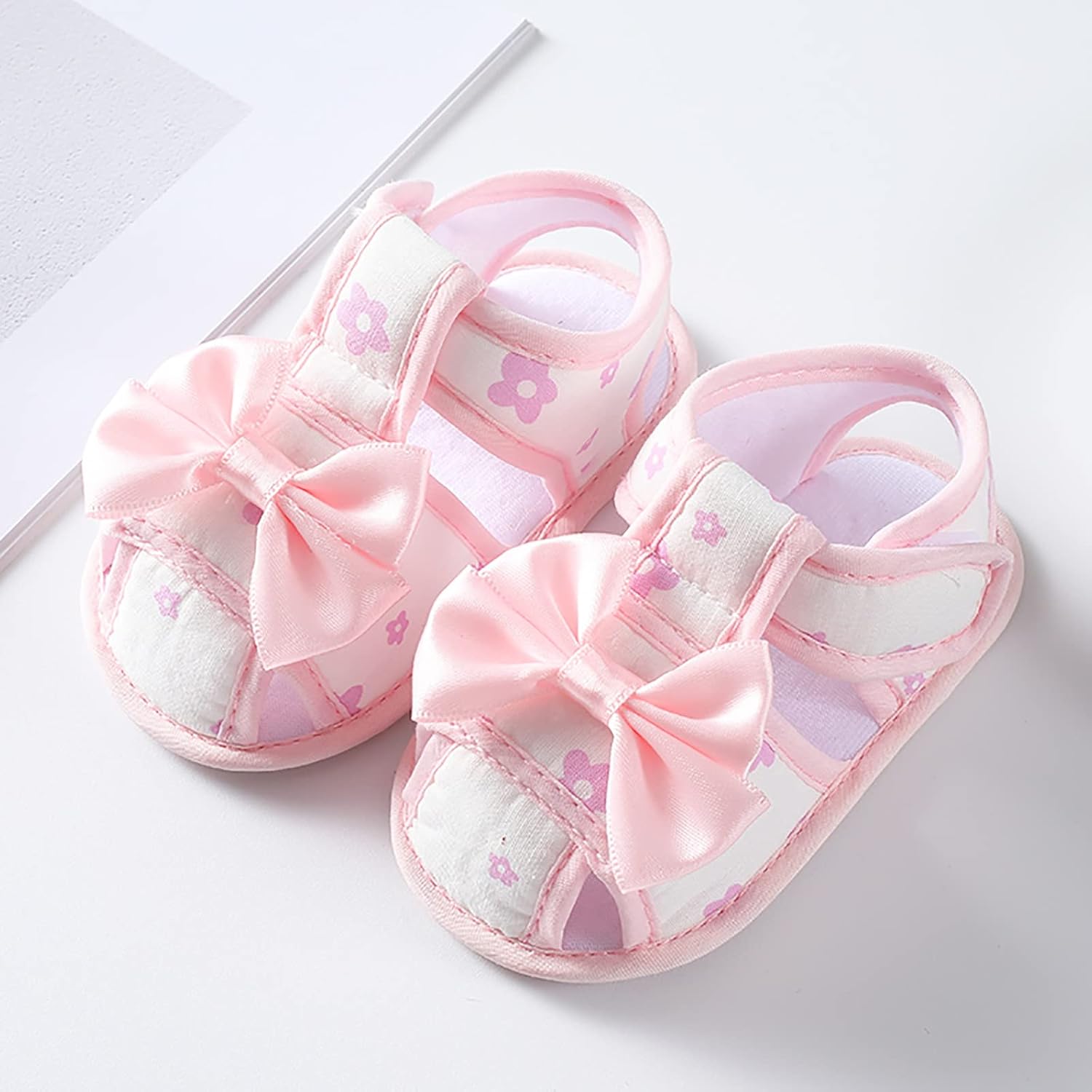 Baby Girls Soft Toddler Shoes Infant Toddler Walkers Shoes Bow Princess Shoes Sandals Cute Toddler (Pink, 6 Months)