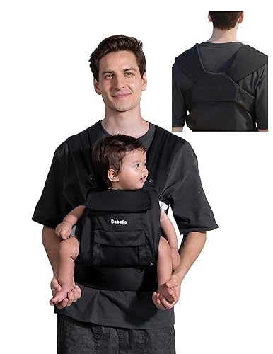 BABELIO Portabebés para recién nacidos a niños pequeños, correas anchas para el hombro, ergonómica, ligera, portabebés para 7-45 libras, con soporte
