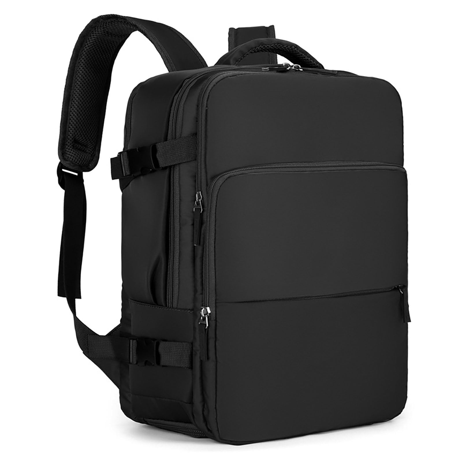 Zaino da viaggio, zaino per laptop di grande capacità con scomparto per scarpe, borsa da viaggio nera resistente all'acqua con cinghie traspiranti