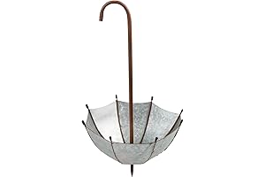 19" Tall Outdoor Rustic Upside Down Umbrella Garden Stake and Planter