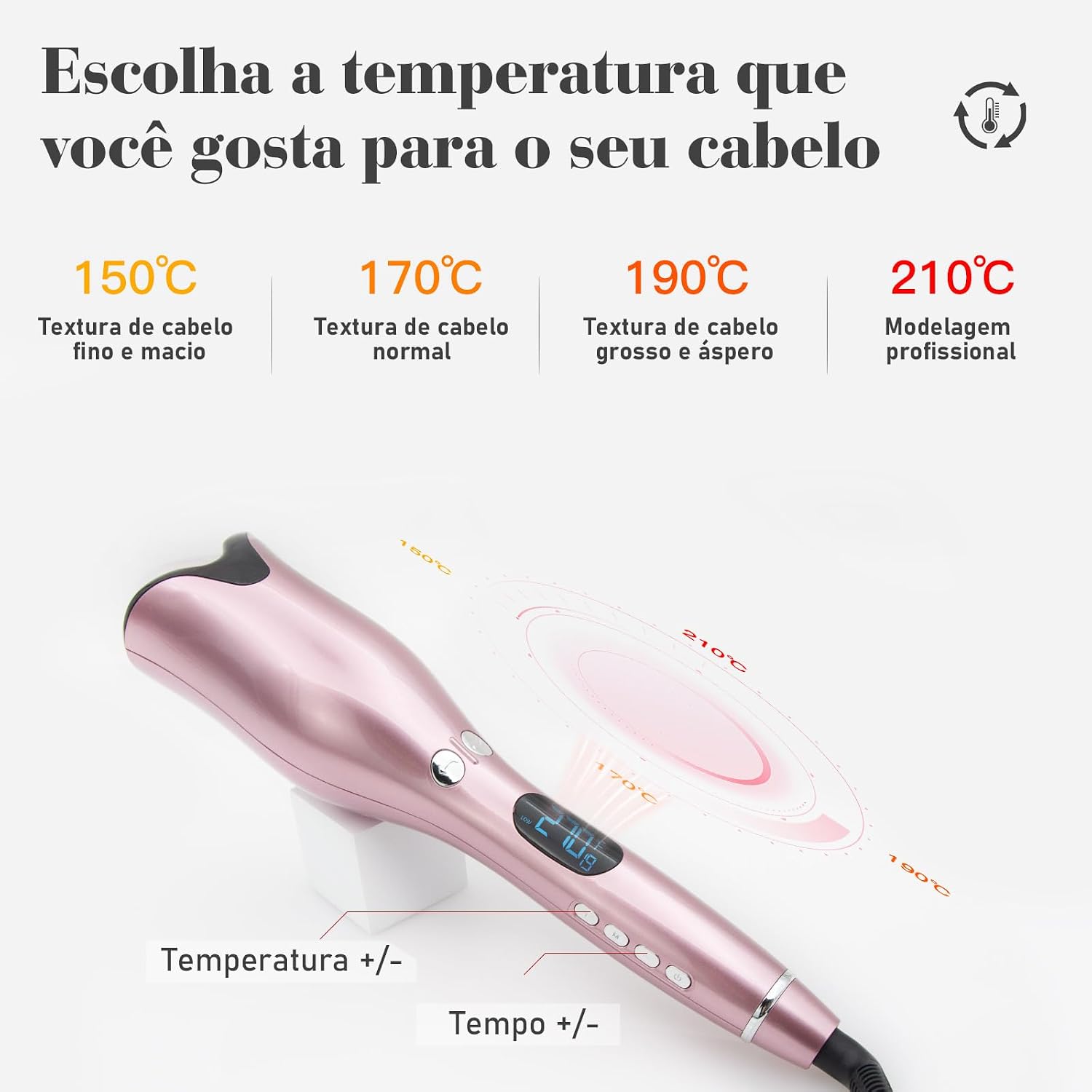 Modelador de Cachos Automático, Compatível com Faixa de Tensão de 127 a 220 Volts BY908, Wattage 25w