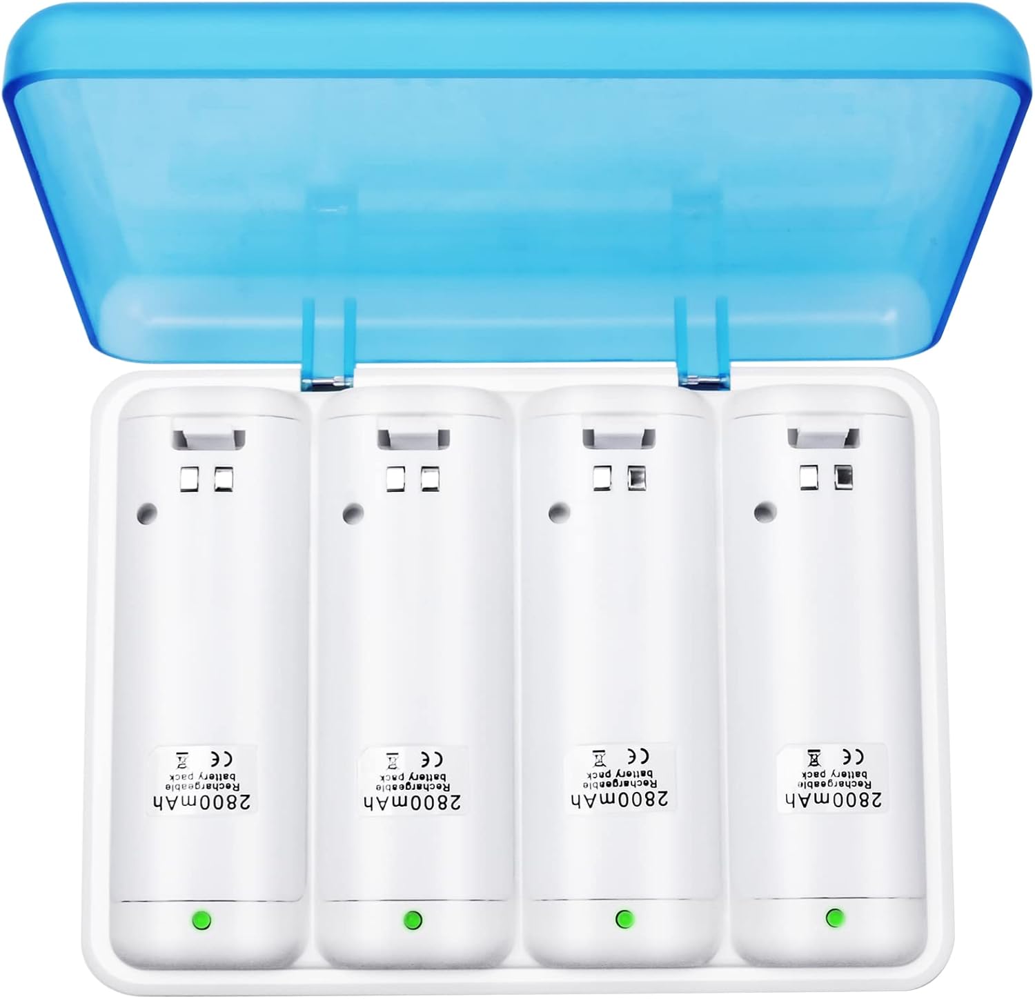 TechKen Charging Station for Wii Controller with 4 Rechargeable Battery 2800 mAh Packs & USB Cable Compatible with Nintendo Wii Remote Controllers : Video Games