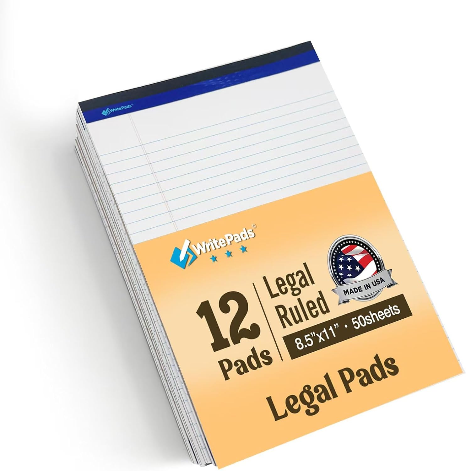 Wide Ruled Legal Pads 8.5x11.75 in 50 Sheets Made in USA 12-Pack