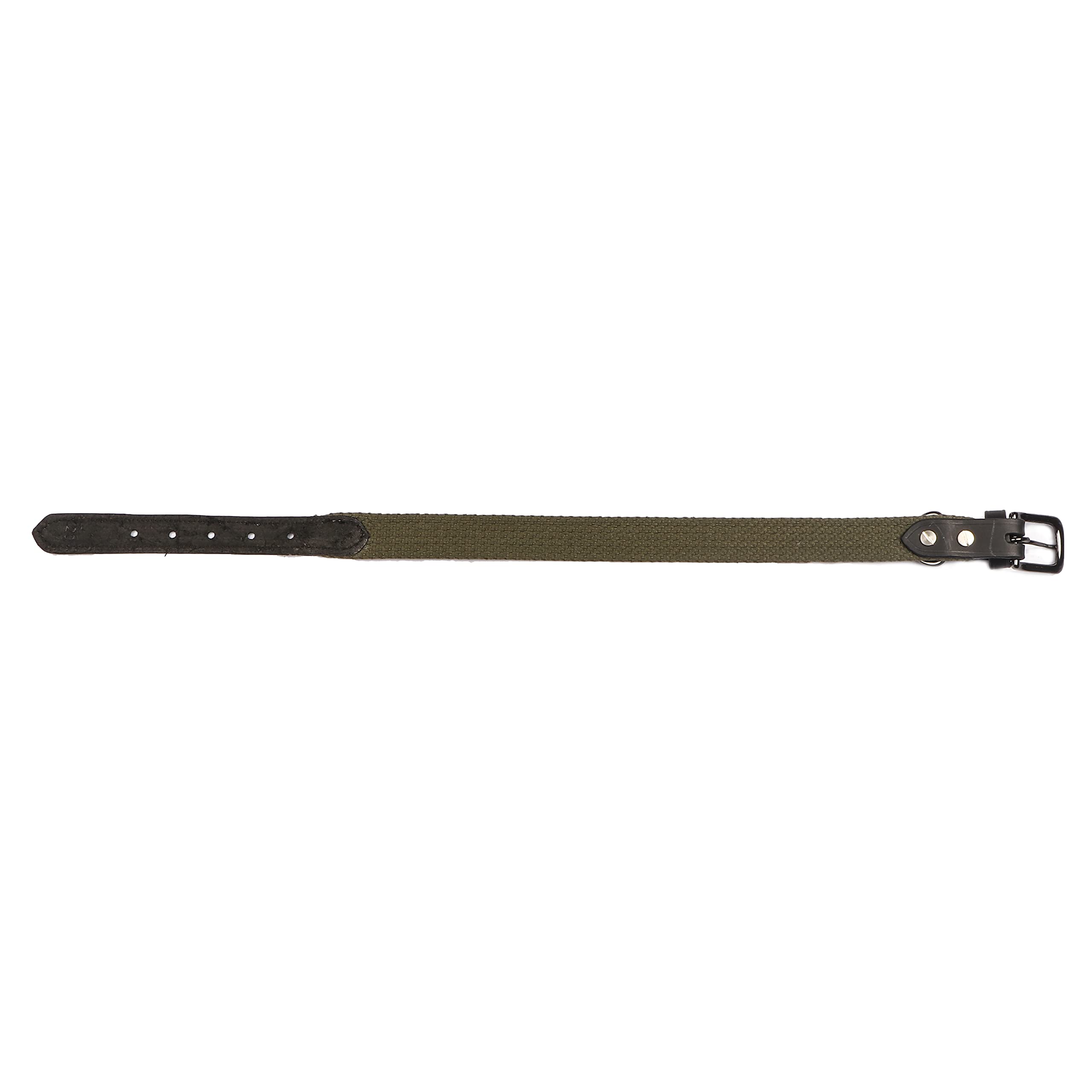 Sparrow Daughter Plain Cotton Dog Collar with Leather Reinforcement Adjustable Soft Breathable Neckbelt Heavy Duty Brass Hardware Strong D-Ring Walking Training Pets- Army Green, XL 4