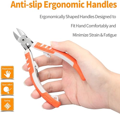 Miniatura 4 de SPEEDWOX Alicates de corte diagonal de precisión de 5 pulgadas, cortadores de alambre ultra afilados, alicates electrónicos ultra afilados,