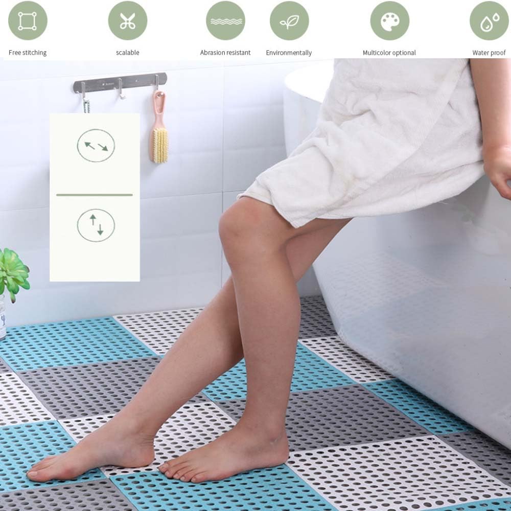 Alfombrilla de baño, baldosas de Goma encajables, baldosas Antideslizantes de PVC Blando, Alfombrilla de Ducha con Juntas, Alfombrilla Acolchada para Exteriores (Pink,10Pcs/30x30cm)