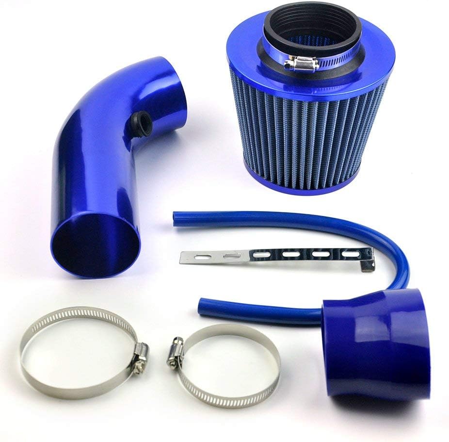 Universal Car Automobile Racing Air Intake Filter Alumimum Pipe Power Flow Kit Blue