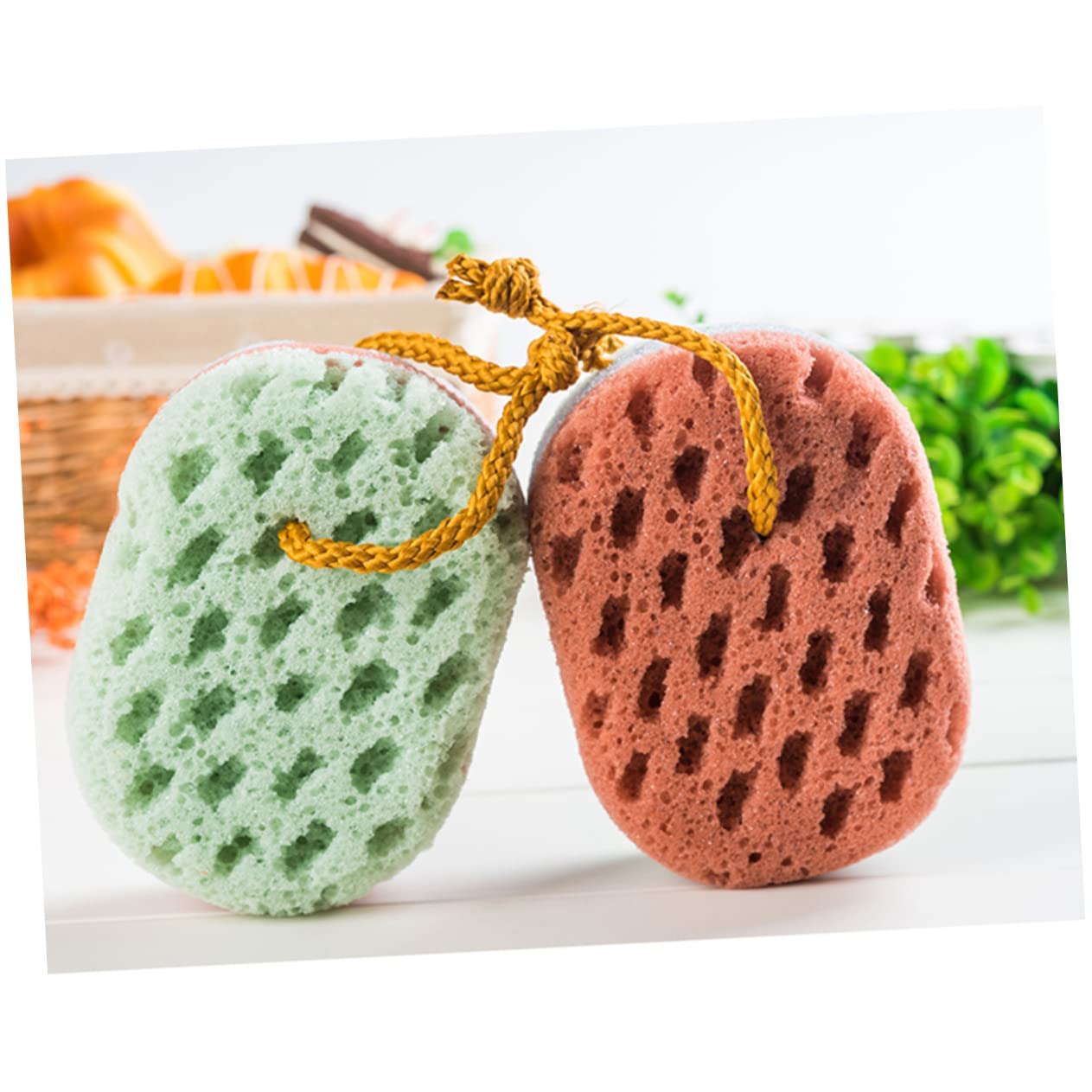 Didiseaon 6pezzi Macarons Seaweed Bath Sponge Esfoliante Naturale Per La Massaggio e Pulizia Corpo Spugne Colorate Per Bagno Misto