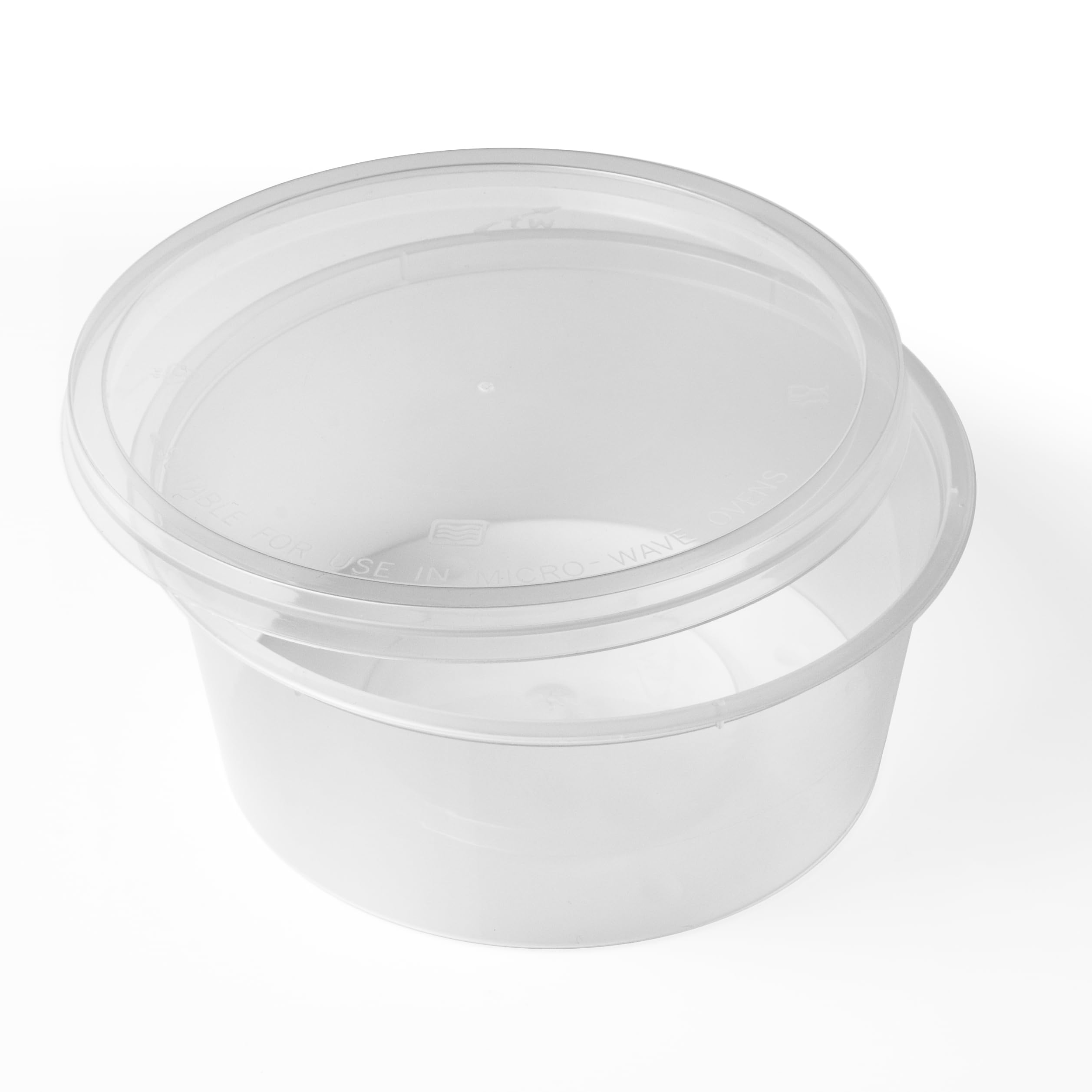Sunrise Packaging 50 x 10oz Round Plastic Food Containers sets with Lids – BPA-Free, Leakproof, Reusable & Stackable – Microwave, Freezer & Dishwasher Safe Deli Pots for Meal Prep & Takeaway
