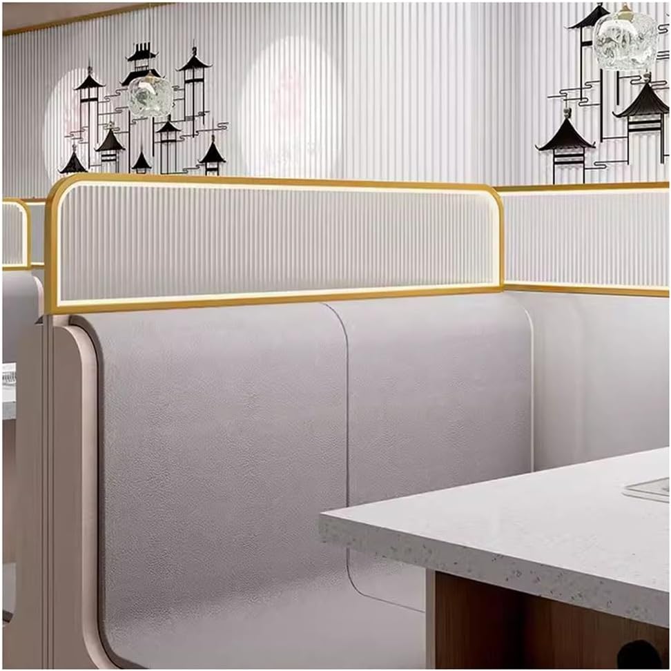 LED Desk Partition Panels, Free Standing Privacy Divider for Home, Office & Restaurant Workstations - Gold Frame & White, 1m x 60cm