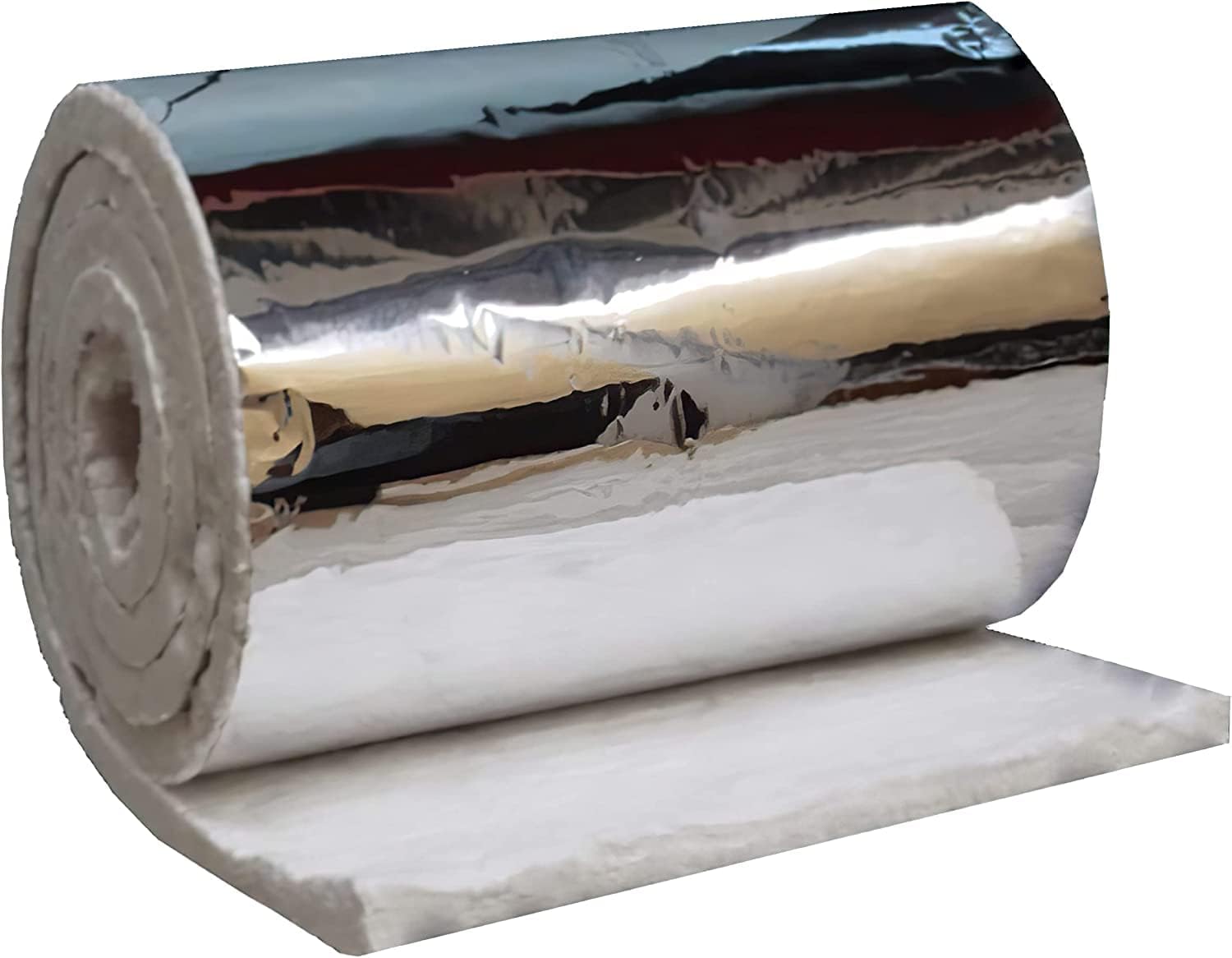 SIMOND STORE Aluminum Foil Faced Ceramic Fiber Flame Guard Blanket - 1/2" x 24" x 60" - 2400F Rated - Foil Backed Heat Shield Blanket for Welding Soldering Stove Furnace Fireplace HVAC Pipe Insulation