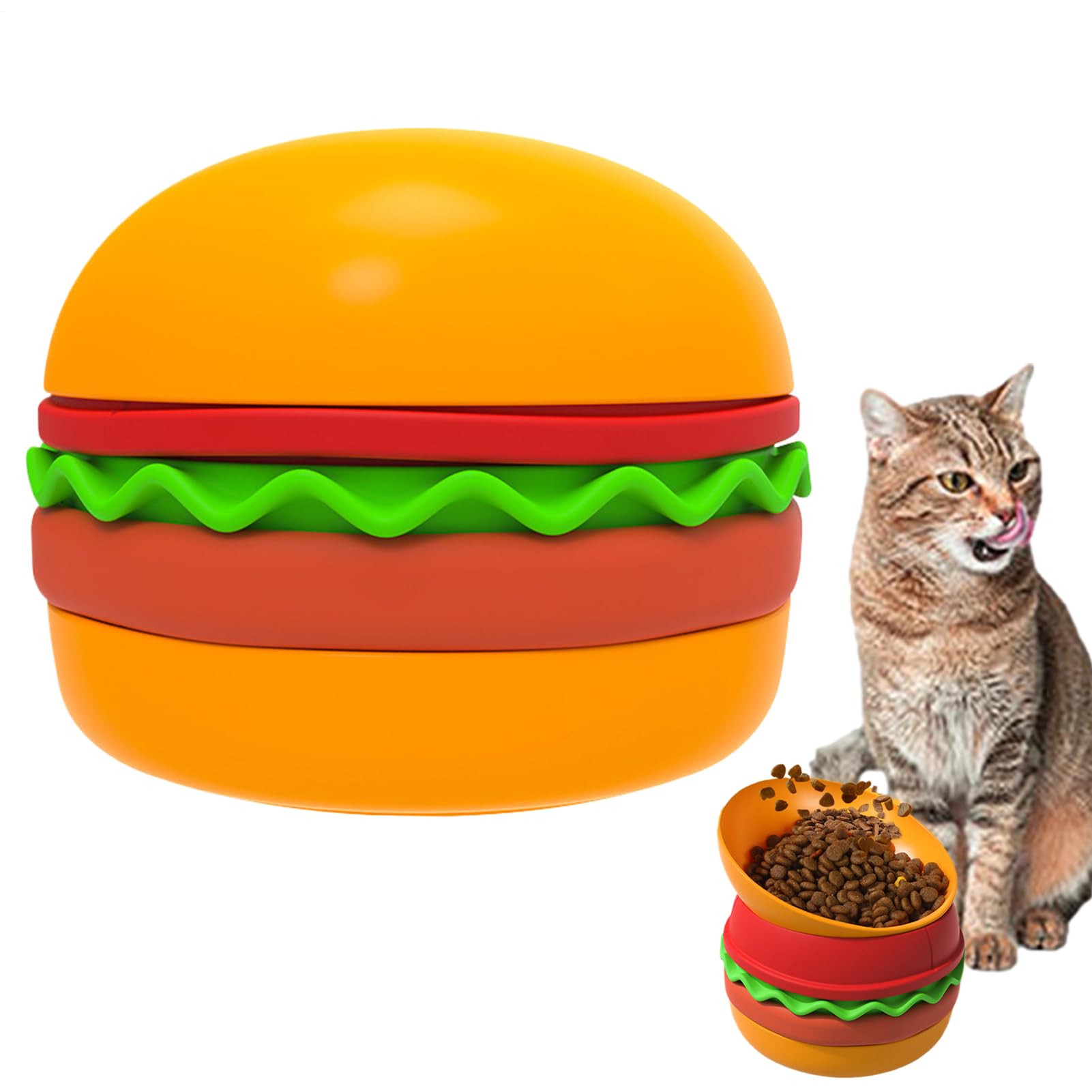 Mangiatoia lenta per gatti, design hamburger, per cani di medie dimensioni