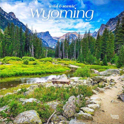 Wyoming Wild & Scenic | 2026 12 x 24 Inch (Hanging) Monthly Square Wall Calendar | Plastic-Free | BrownTrout | Yellowstone Grand Teton