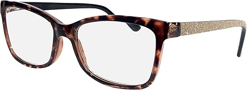 Lectores de alta calidad anti luz azul para mujer, marcos acrílicos con diseño de brazo con purpurina, gafas de lectura ligeras