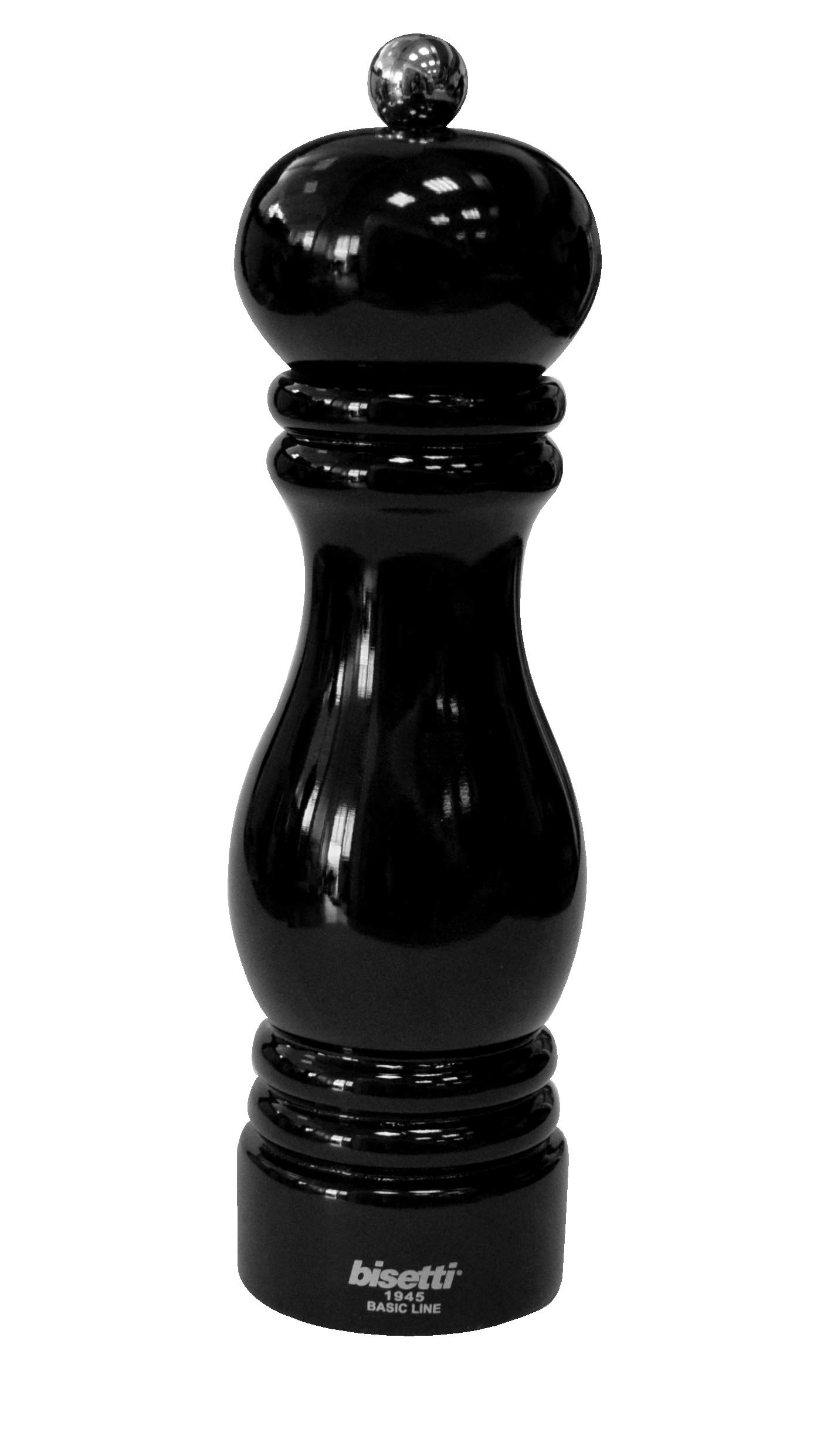 Sorrento - Molinillo de sal de madera de haya lacado negro de 7.5 pulgadas con molinillo ajustable