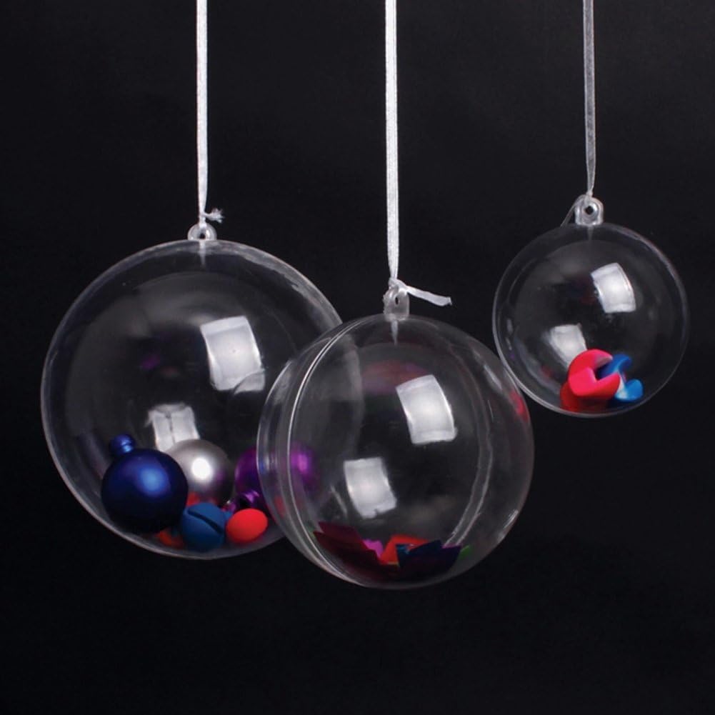 60mm Clear Plastic Acrylic Fillable Ball Ornament - Pkg of 12