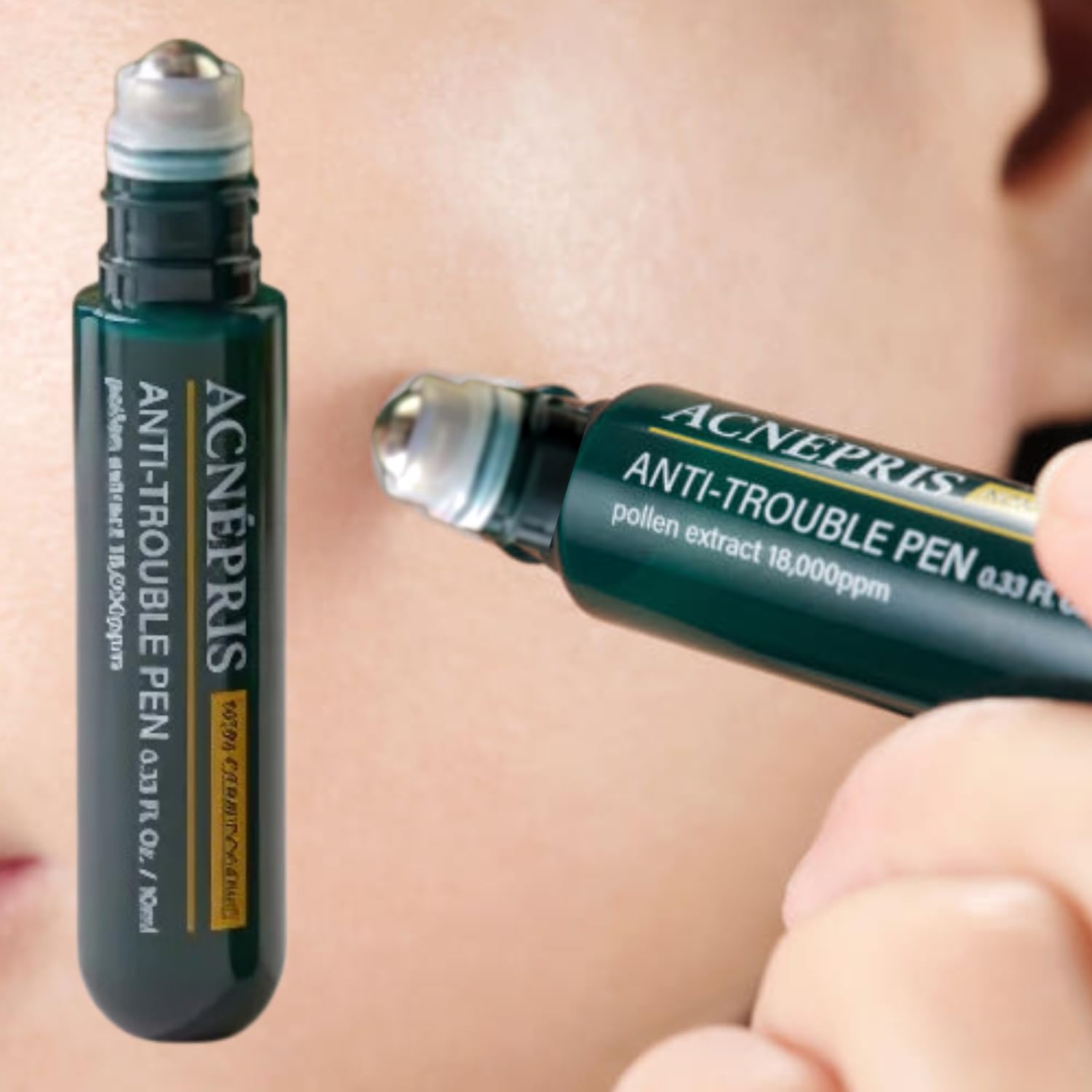 [BIOLEE] ACNEPRIS Acne Pimple Blemish Spot Serum Care Pen | Pine Pollen Roll-On Spot Care Pen 10 mL (0.34 fl oz) Non-Comedogenic Stainless-Steel Roller (Korea Beauty Cosmetic) 1ea