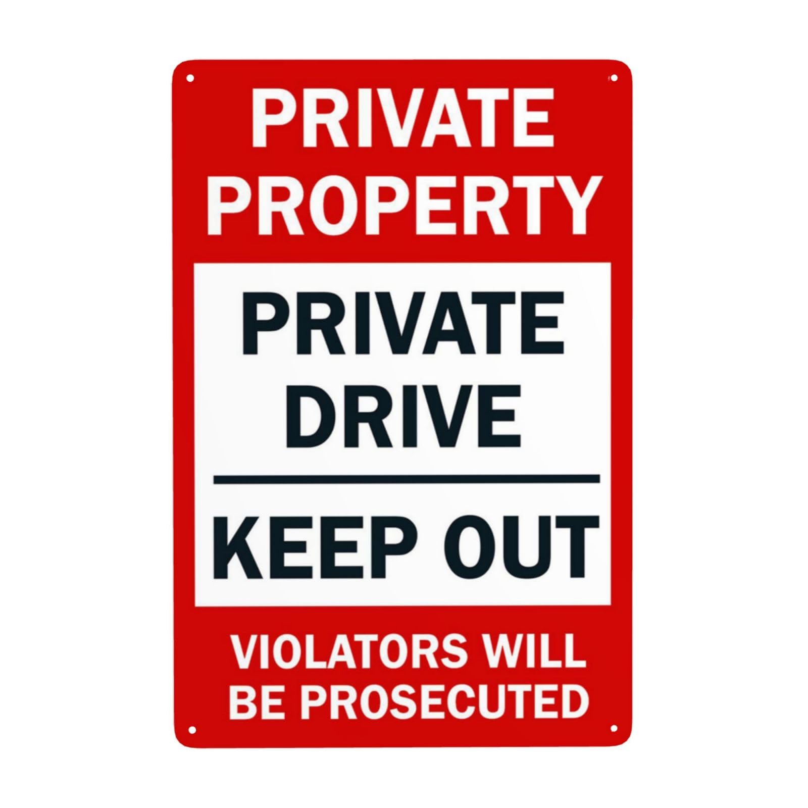 Vintage Metal Tin Sign, Private Property No Trespassing Wall Decor for Yard, 8x12 Inch