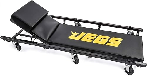 Miniatura 3 de JEGS Juego de asiento para mecánico y enredadera, acolchado de espuma viscoelástica, logotipo negro, capacidad de 350 libras, ruedas giratorias de 2