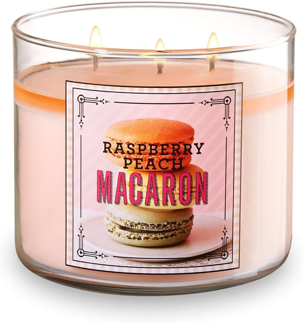 Bath & Body Works 3 Wicks candle Raspberry Peach Macaron