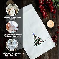 Vista 4 de Servilletas de Navidad, servilletas de tela, servilletas blancas 100% algodón, suaves y cómodas, servilletas reutilizables, servilletas de mesa