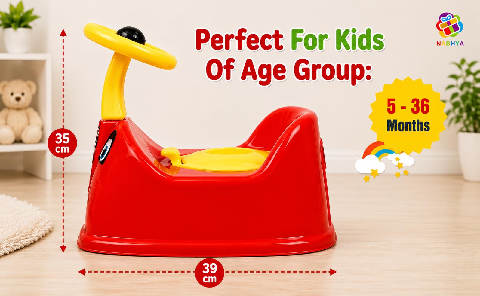 Zerya Ferrari Baby Potty Training Seat- Chair for Kids- Infant Potty Toilet Chair with Removable Tray & Closing Lid (Yellow) (Red) 2