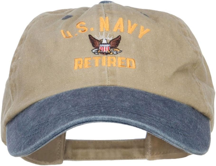 e4Hats.com US Navy Retired Military Embroidered Two Tone Cap