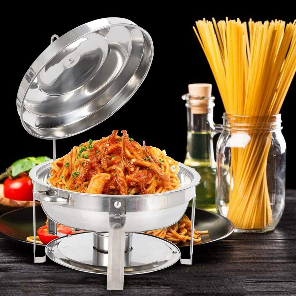 Vassoio rotondo a buffet da 7,5 litri, in acciaio inox, scalda cibo a buffet banchetto