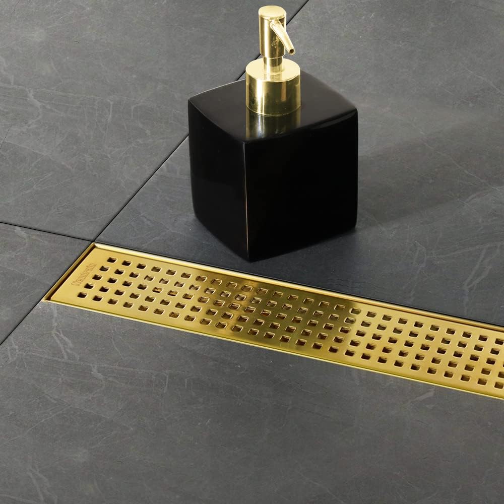 Orhemus Linear Shower Floor Drain with Removable Cover Grid Grate 12 ...